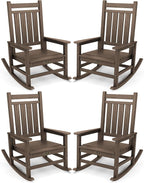 SERWALL Outdoor Rocking Chair Set of 4, HDPE Rocker by SERWALL