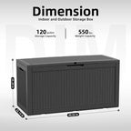 PatioZen 120 Gallon Deck Box Outdoor, Weatherproof Resin Patio Storage Box - Image 2