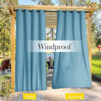 NICETOWN 2 PCs Outdoor Curtains Waterproof Fixed Bottom W52xL95 Teal Blue | - Image 7