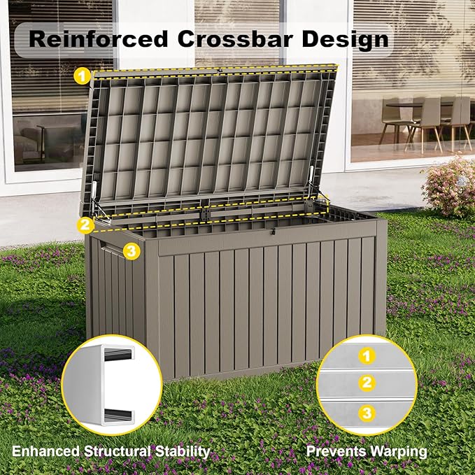 Deck Box - 280 Gallon Large Outdoor Storage box, Waterproof Patio Furniture and - Image 4