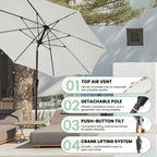 9 FT Patio Umbrella Outdoor patio deck umbrella White | Large UPF50+ - Image 6