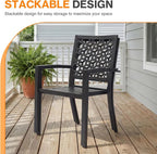 Patio Dining Chairs Set of 4, Stackable Metal High Back Chairs Set - Image 5