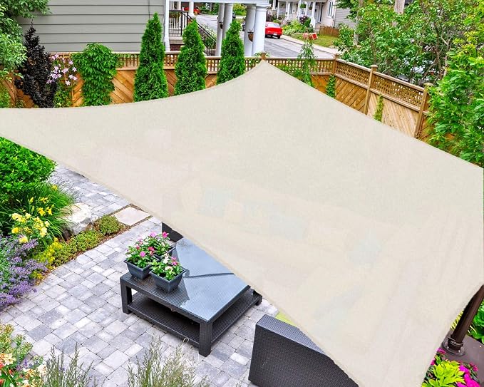 AsterOutdoor Sun Shade Sail Rectangle 10' x 10' UV Block Canopy by AsterOutdoor