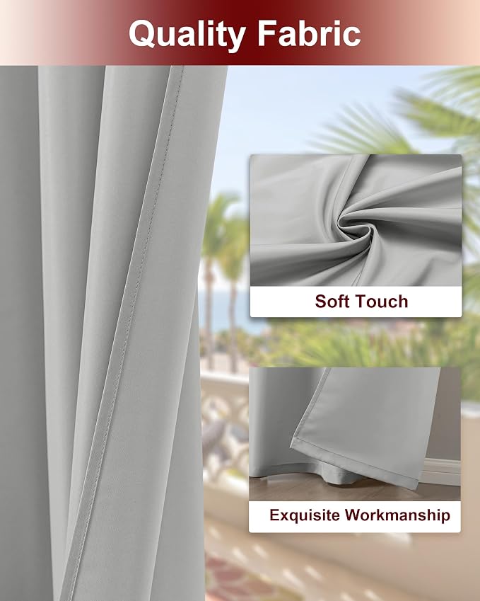 Grommet Outdoor Curtains for Patio Waterproof 8 Pcs 54x95 In Silver Grey | - Image 4