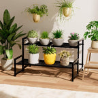 2-Tier Metal Plant Stand, Stackable Heavy Duty Flower Rack | 2-tier tall design - Image 6