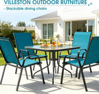 24.4" Wide Outdoor Patio Stackable Chairs Set of 4, Outside Furniture - Image 9