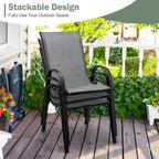 GIANTEX Patio Chairs Set of 4, Stackable Outdoor Dining Chairs - Image 4