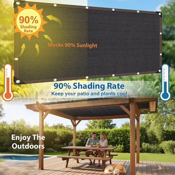 90% Shade Cloth, 10 x 12 FT Tear Resistant Sun Shade Net - Image 4