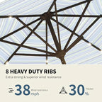 9FT Patio Umbrella with Solar Lights, Outdoor Market Umbrella with Tilt and - Image 3