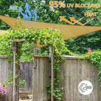 16' x 16' x 16' Triangle Sun Shade Sail, 185 GSM HDPE, Sand | 95% UV block - Image 6