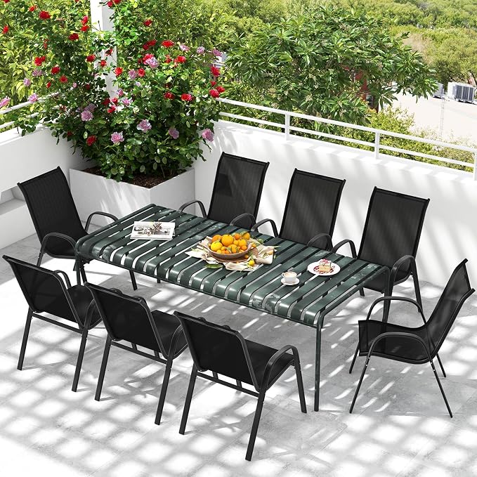 Tangkula Patio Dining Chairs Set of 2, Outdoor Stackable All Weather Heavy Duty - Image 8