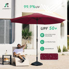 JEAREY 10 ft Outdoor Patio Umbrella w/Tilt and Crank, Wine Red | 8 Sturdy Ribs - Image 3