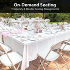 4 PACK White Foldable Plastic Chair | Folding & Stackable | 350 lbs Capacity - Image 4