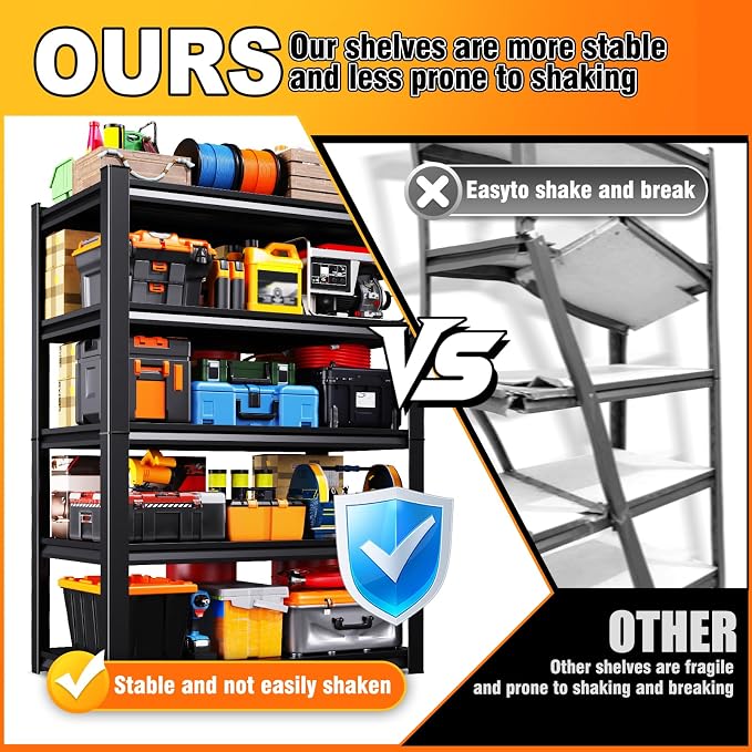 46''W Garage Shelving, AdjustableTall Heavy Duty Shelving, 5T Garage Shelves - Image 6