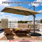 9' X 12' Cantilever Patio Umbrella Rectangle Outdoor Umbrella, 6-Level Tilt & - Image 5