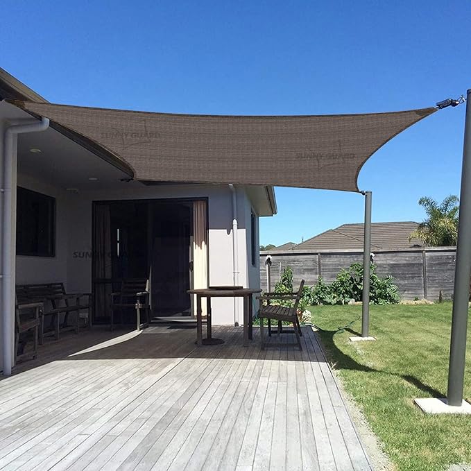 SUNNY GUARD Custom Size 11'x22' Rectangle Brown UV Block Sunshade by SUNNYGUARD