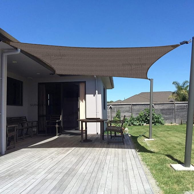 SUNNY GUARD Custom Size 15'x32' Rectangle Brown UV Block Sunshade by SUNNYGUARD