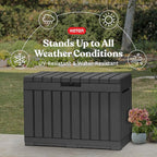 Keter Kentwood 50 Gal Outdoor Storage Box and Patio Side Table | Grey, - Image 5