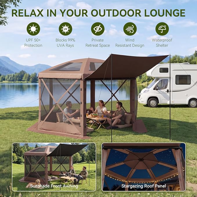 Aoxun 10x10ft Pop Up Canopy Tent, Screen Tent - Image 2