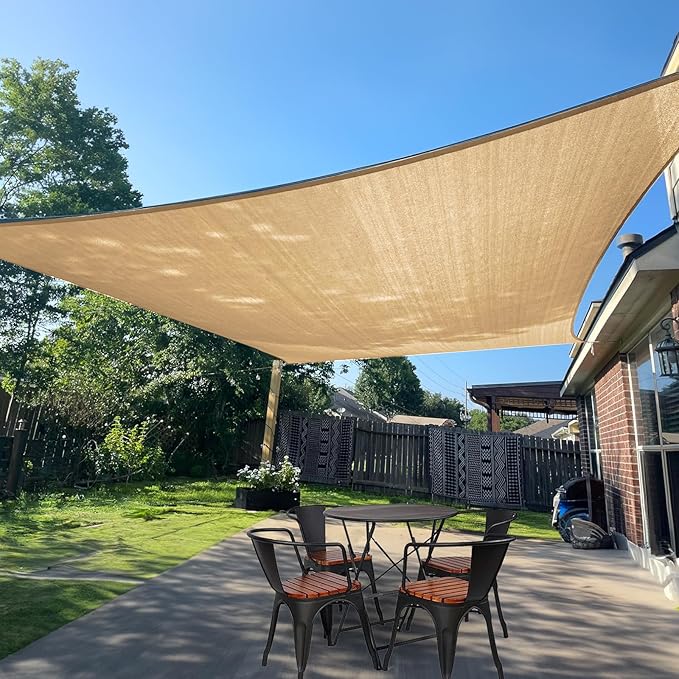 Sun Shade Sail 10'x19' Sand Rectangle Shade Cover Custom Size | 95% UV Block by SUNLAX