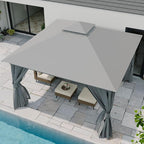 12'x12' Outdoor Gazebo, Heavy Duty Metal Frame Patio Canopy - Image 4