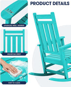 Oversized Outdoor Rocking Chair, HDPE Patio Rockers, Aruba | | All-Weather - Image 8