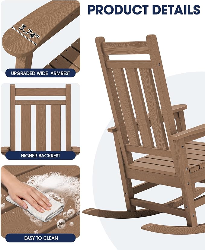 Oversized Outdoor Rocking Chair, HDPE Patio Rockers - Image 7
