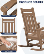 Oversized Outdoor Rocking Chair, HDPE Patio Rockers - Image 7