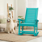 GREENVINES Oversized Outdoor Rocking Chairs Set of 4, HDPE Rocker, Aqua | 21.7" - Image 5