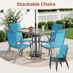 TLSUNNY Patio Chair, Outdoor Stackable Textilene Chairs Set of 6, Sky Blue | - Image 7