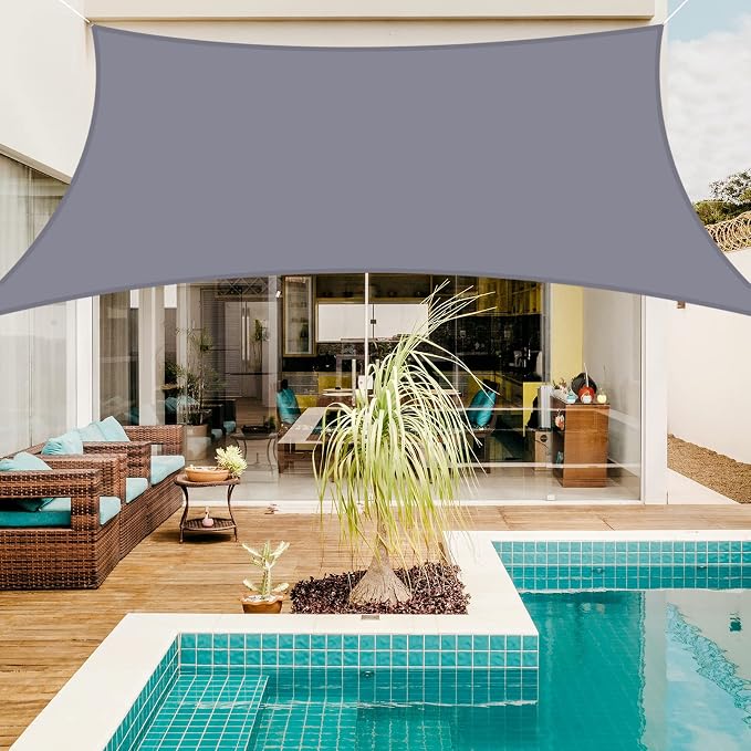 Neween Waterproof Shade Sails，Rectangle UV Block Light Grey Sun Shade Sail by Neween
