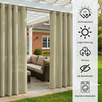 Set of 4 Outdoor Curtains for Patio Waterproof, Breathable Grommet Panels for - Image 4