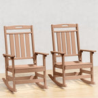 Oversized HDPE Outdoor Rocking Chair Set of 2, All-Weather, Teak | Heavy Duty by Plawdlik