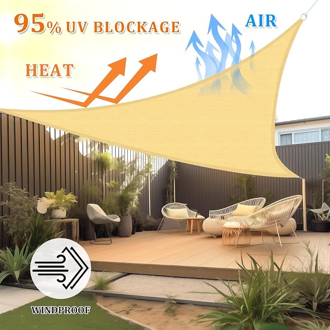 Shade&Beyond Custom Sun Shade Sail 14'x17'x22' Triangle Sun Sail Shades Patio - Image 2