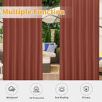 Easy-Going Outdoor Patio Curtains 2 Panels, 54x84 inch, Terra Red | Privacy - Image 5