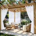 MIULEE White Outdoor Curtain for Patio Waterproof 4 Panels 54 x 102 Inch | by MIULEE