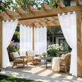 MIULEE White Outdoor Curtain for Patio Waterproof 4 Panels 54 x 84 Inch | by MIULEE