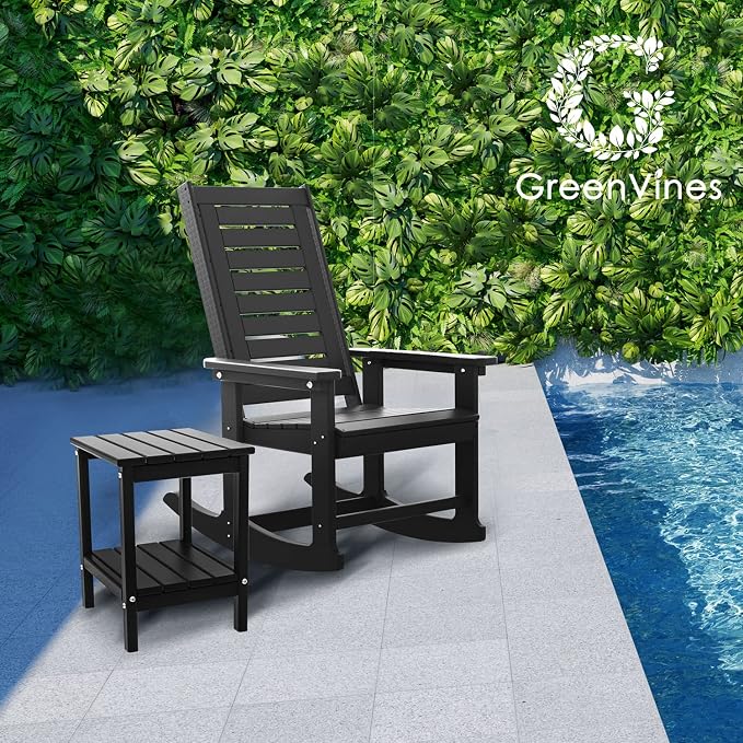 GREENVINES Oversized Outdoor Rocking Chairs Set of 2, HDPE Rocker - Image 7