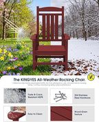 Oversized Outdoor Rocking Chairs Set of 2, HDPE Porch Rockers - Image 4