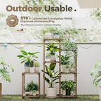 Bamworld Plant Stand Indoor Corner Plant Shelf Wood Plant Holder | - Image 4