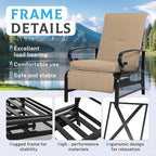 Incbruce 3 Pieces Outdoor Lounge Recliner Set, 2 Adjustable Metal Recliner Sofa - Image 4