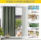 NICETOWN Outdoor Curtains Waterproof Fixed Bottom W52xL95 Greyish Green | - Image 8