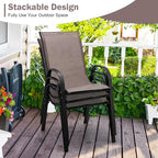 Giantex Patio Chairs Set of 4, Stackable Outdoor Dining Chairs - Image 4
