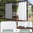 Outdoor Curtains for Patio Waterproof 6 Panels, Porch Sun Shade | Weatherproof - Image 2