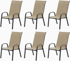 Patio Chairs Set of 6, Outdoor Stackable Dining Chairs by VaJouer