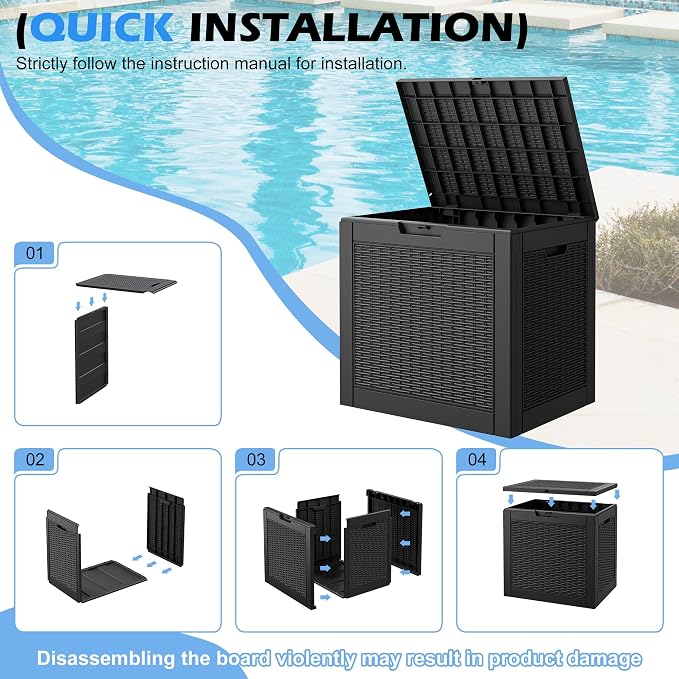 Outdoor Storage Box, 31 Gallon Resin Deck Boxes Outdoor Waterproof - Image 8