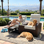 Oversized 2 Pieces Wicker Outdoor Recliner Loveseat - Image 5