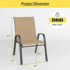 Patio Chairs Set of 4, Stackable Outdoor Dining Chairs Set - Image 3