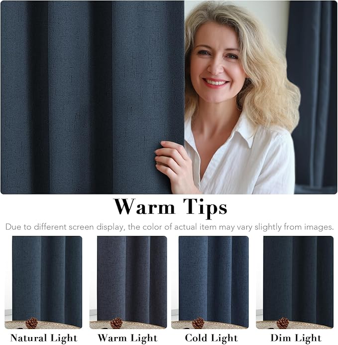 H.VERSAILTEX Linen Blackout Curtains Durable Thick Textured Linen Look 100% - Image 6