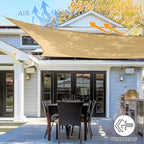 10' x 10' Rectangle Sun Shade Sail, 185 GSM HDPE, Sand | 95% UV block, - Image 6